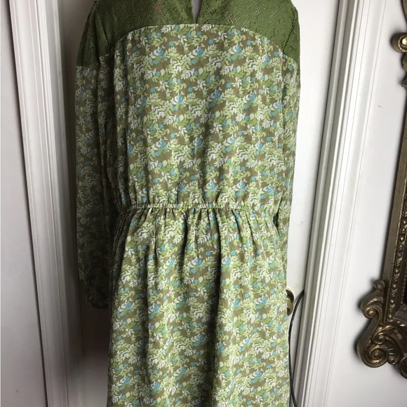 NEW CHARMING CHARLIE Women's ELASTIC WAIST BOHO GREEN FLORAL DRESS-SIZE XL . - Picture 3 of 12